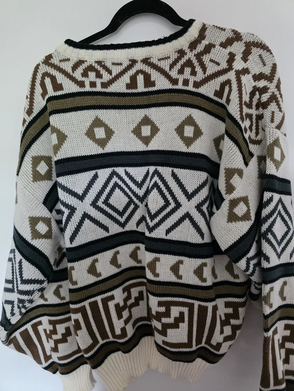 GITANO Vintage 90s Retro Pullover Southwest AZTEC Style Crew Neck Sweater Men XL